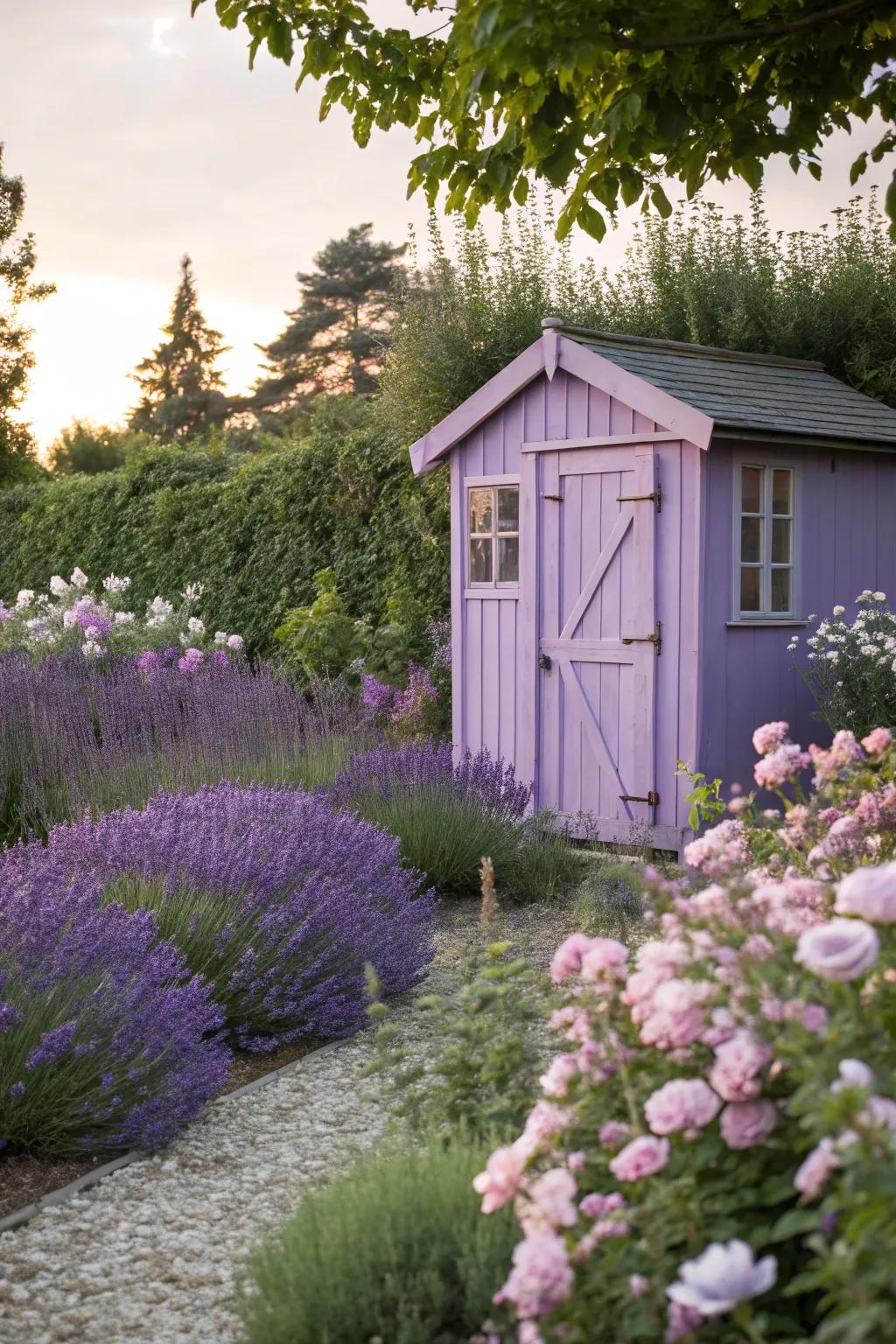 Lavender hues provide a soothing, romantic garden ambiance.