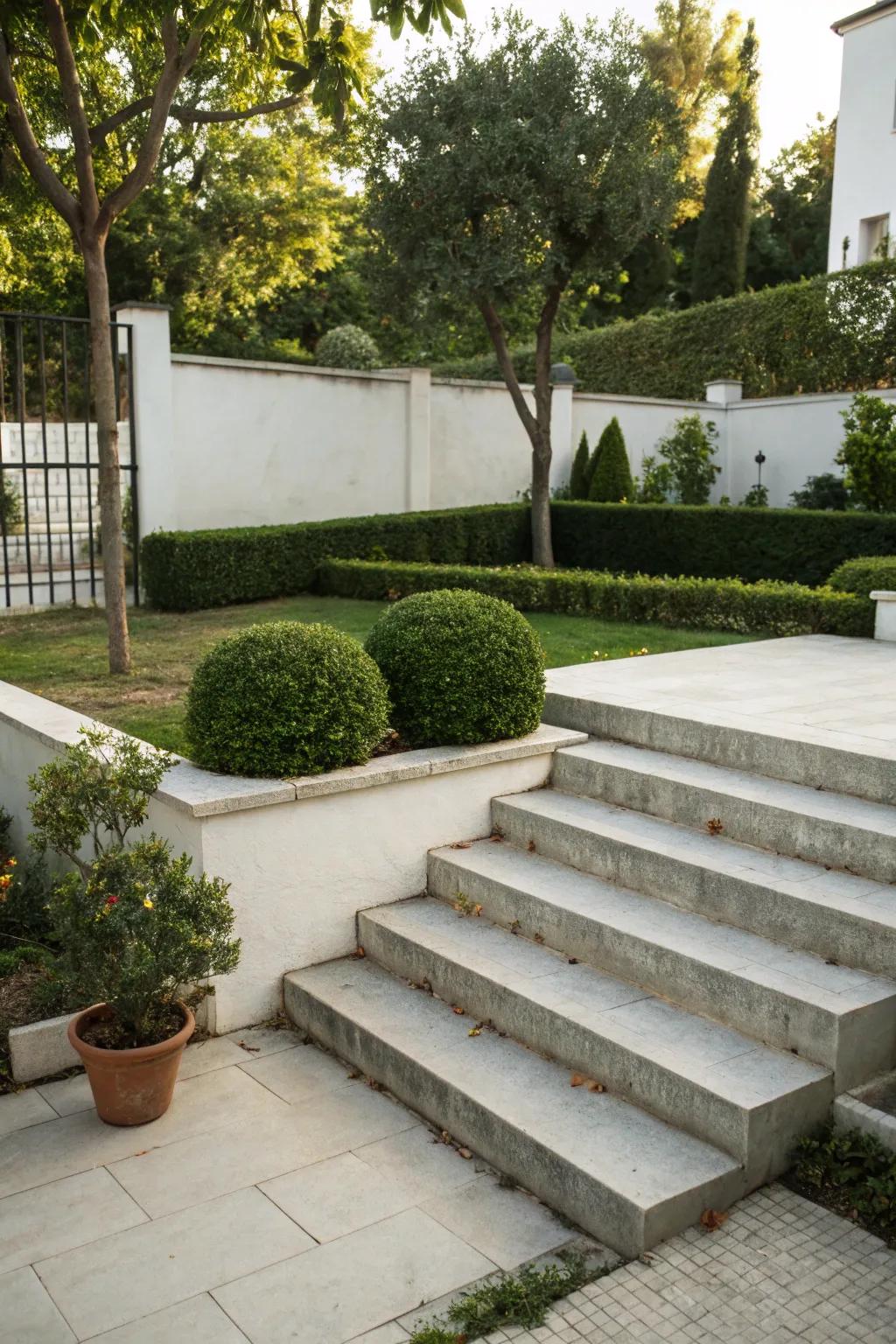 Concrete stairs offer a clean, modern look with durability.