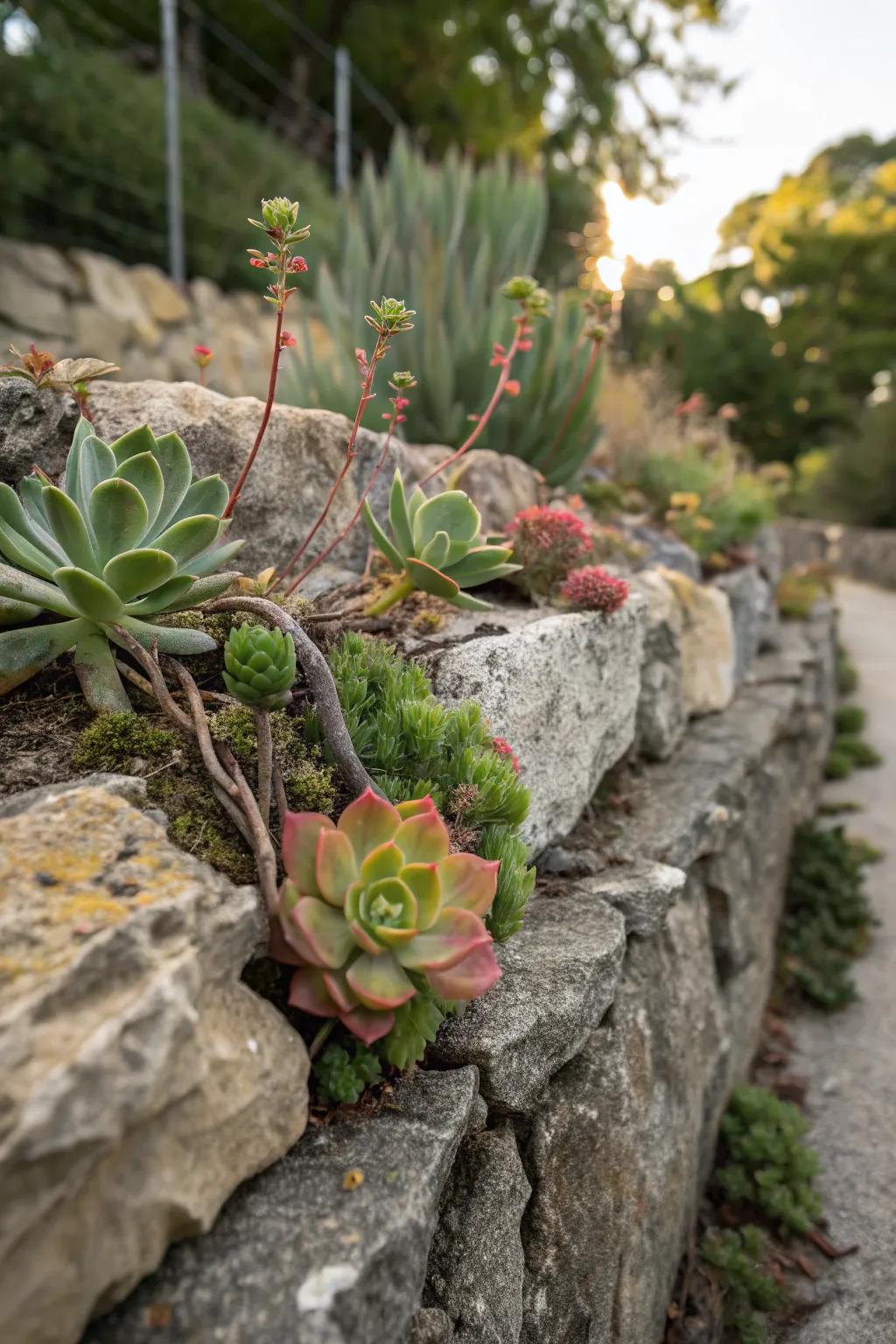 Succulent rock walls turn ordinary walls into extraordinary living art.