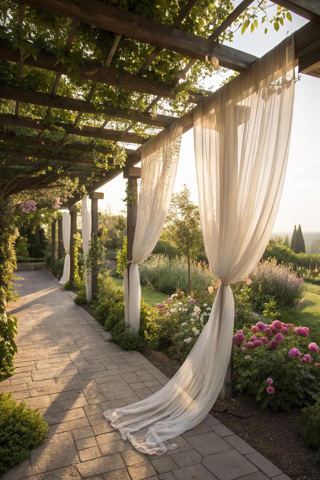 Elegant and adjustable privacy with a pergola.