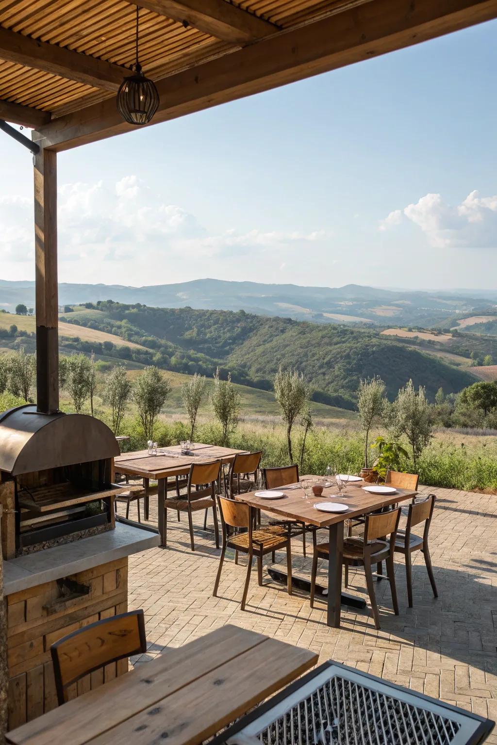 Open-air dining enhances the outdoor cooking experience.