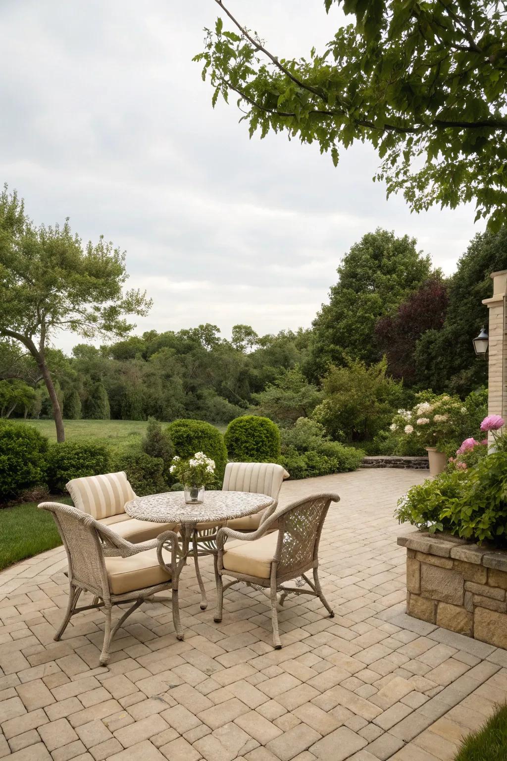Neutral beige offers a timeless and versatile patio appeal.
