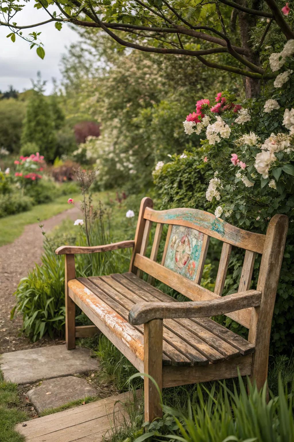 A rustic bench that celebrates the natural beauty of wood.