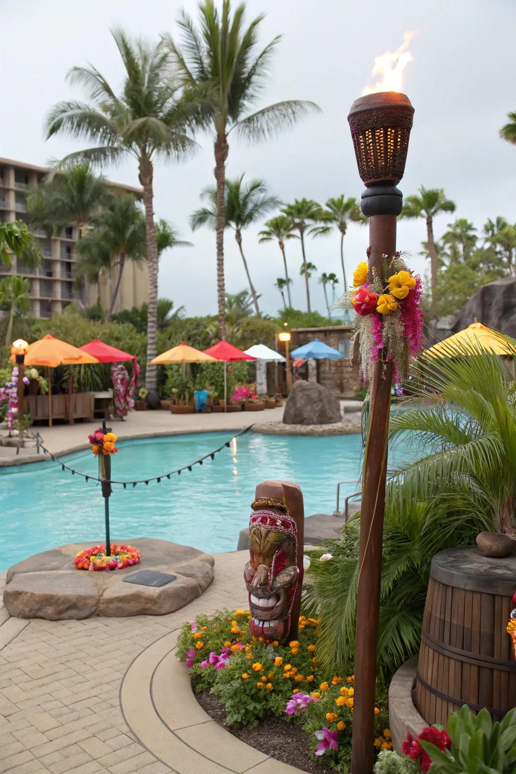 A tropical luau brings an island vibe to your pool party.