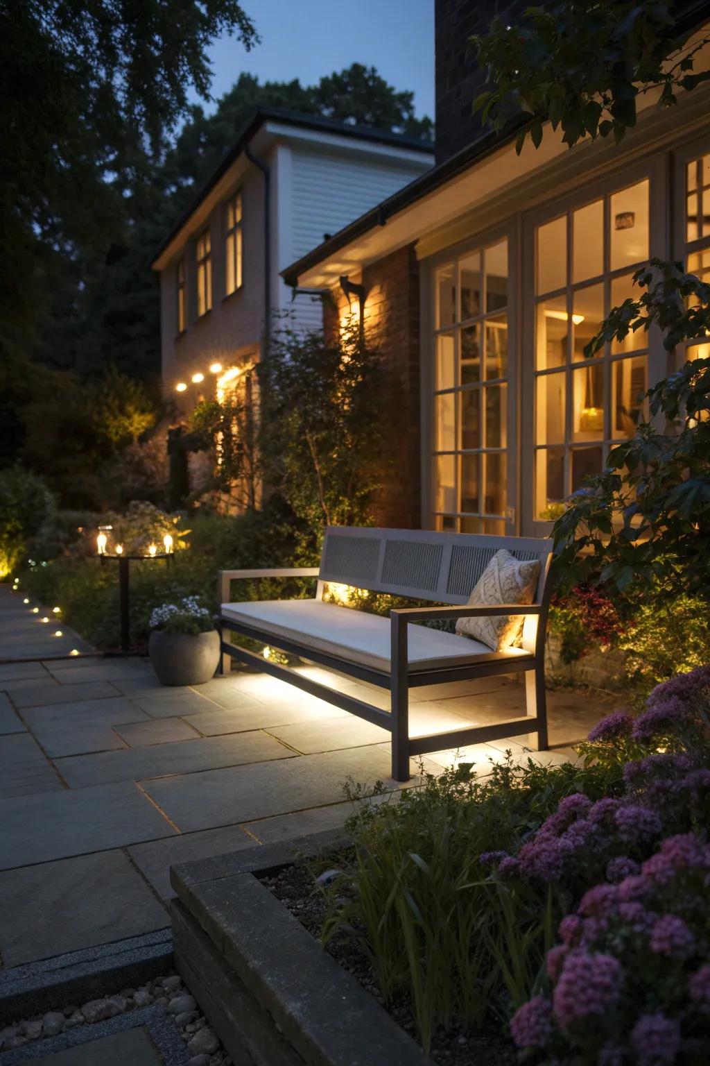A bench that glows beautifully at night.