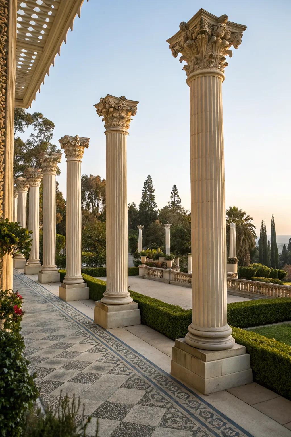Decorative capitals add elegance and grandeur.
