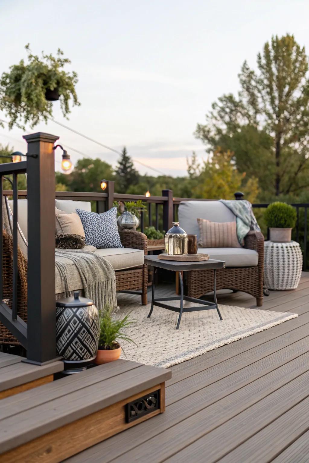 Floating deck designs create a stunning visual effect.