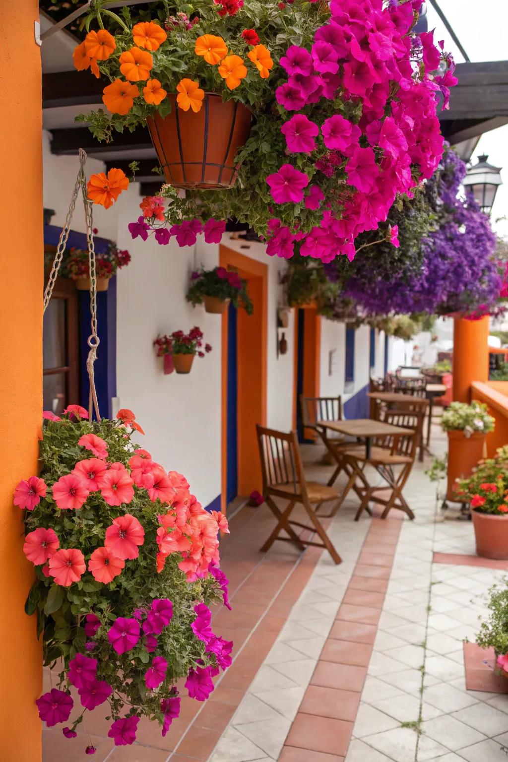 Bold color schemes creating an energetic patio atmosphere.