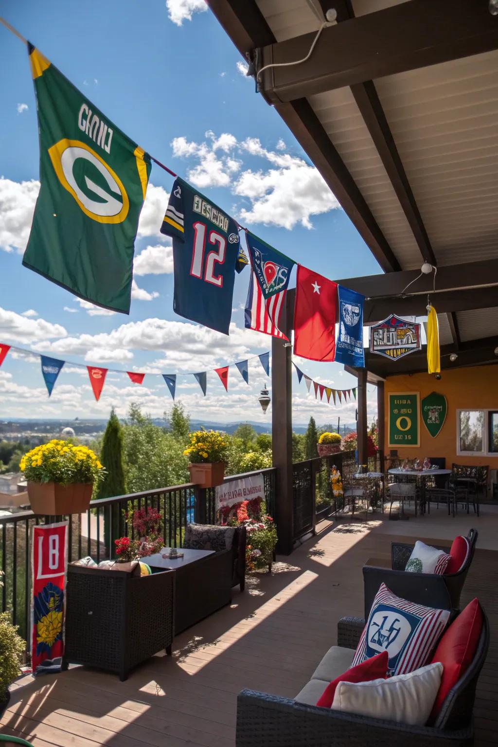 A sports-themed decor makes your patio a fan's paradise.