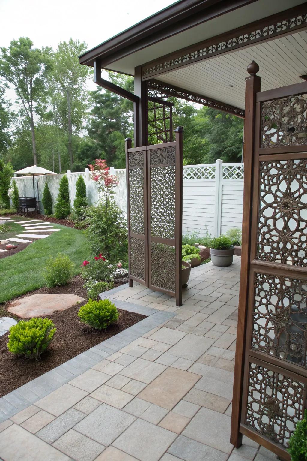 Decorative screens offer style and privacy.