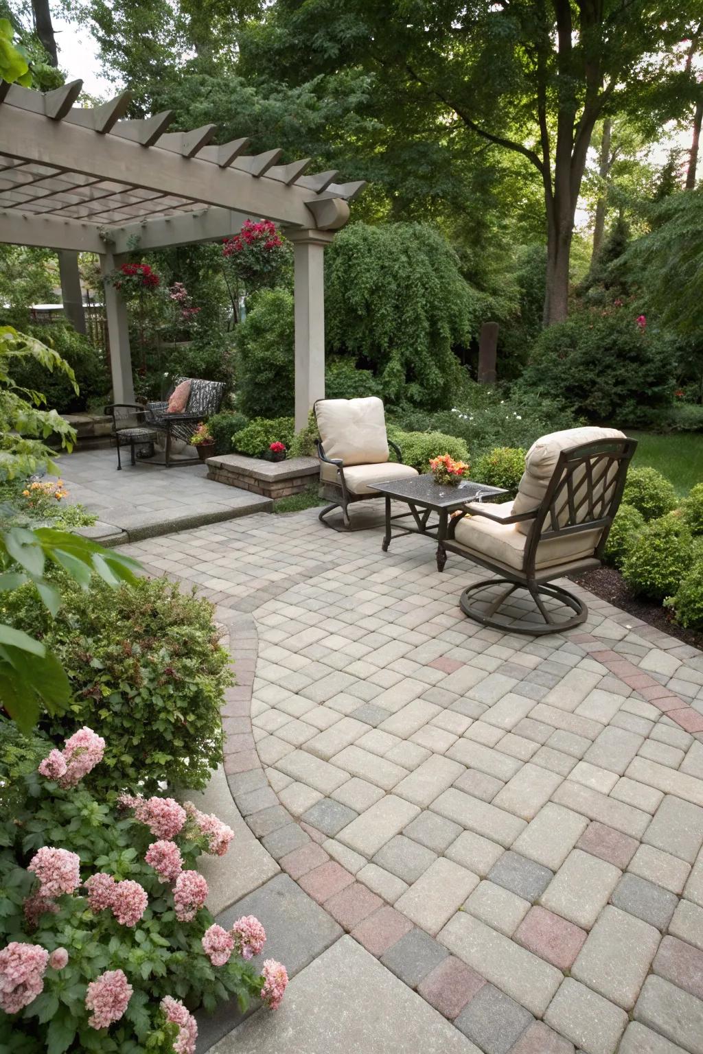 Stretcher bond pattern delivering classic charm to a patio.