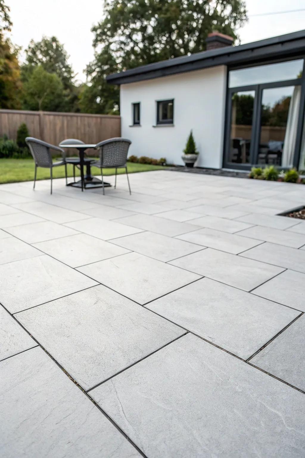 Achieve modern elegance with sleek, large pavers.