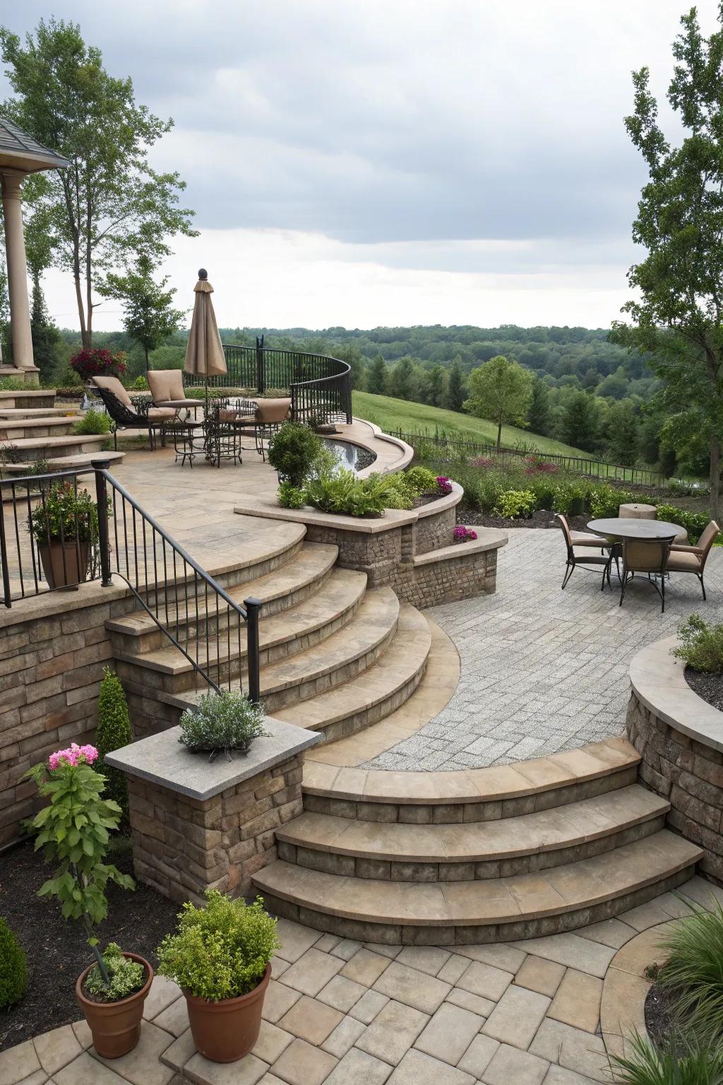 Different levels add depth and dimension to this patio.