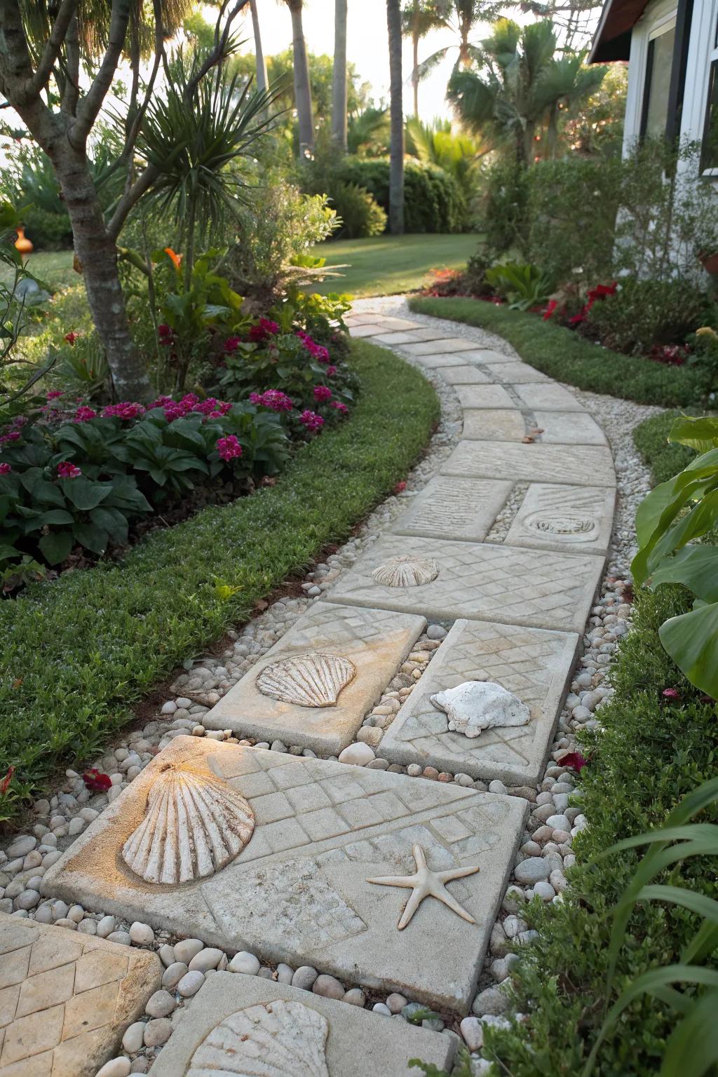 Shellstone pavers offer a coastal vibe with unique textures.