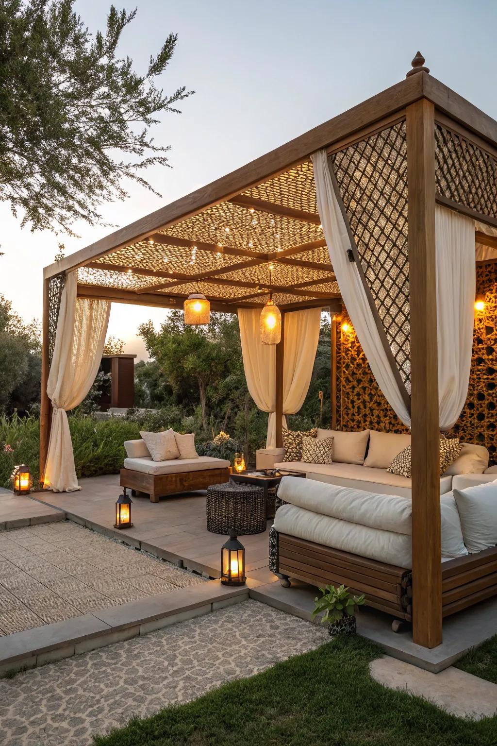 Honeycomb hues bring warmth and comfort to outdoor lounge spaces.