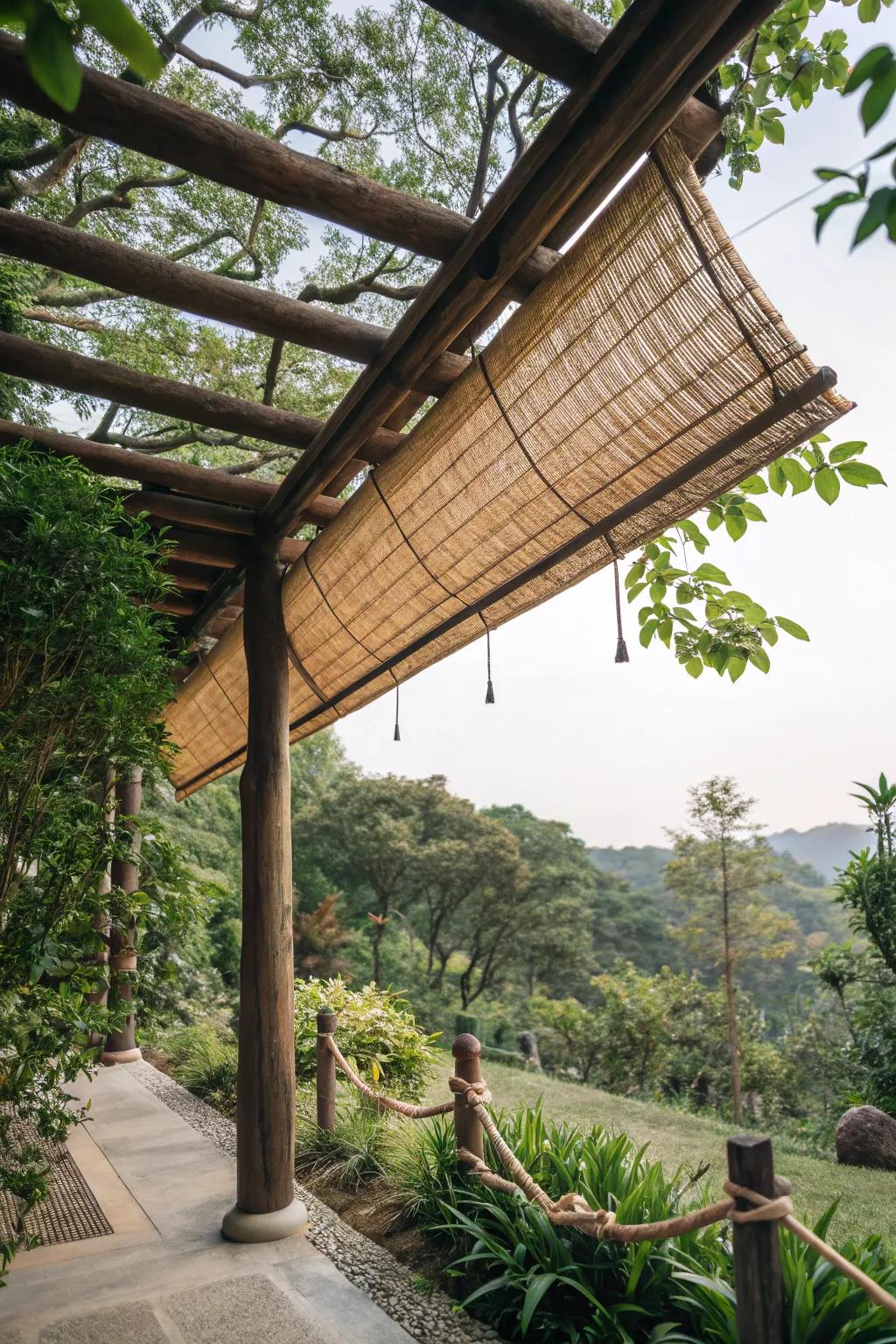 Bamboo blinds offer adjustable shade and style.