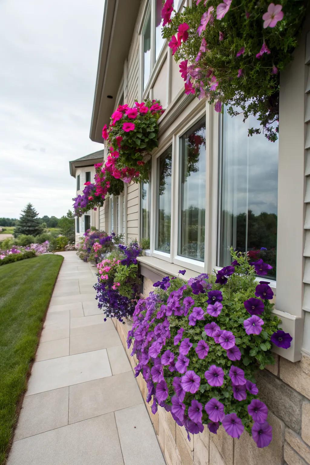 Layered petunias add depth and visual interest to any window.
