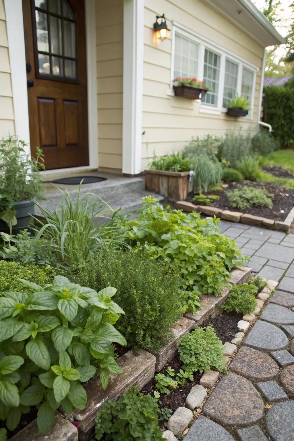 Enjoy fragrance and practicality with an herb garden by the door.