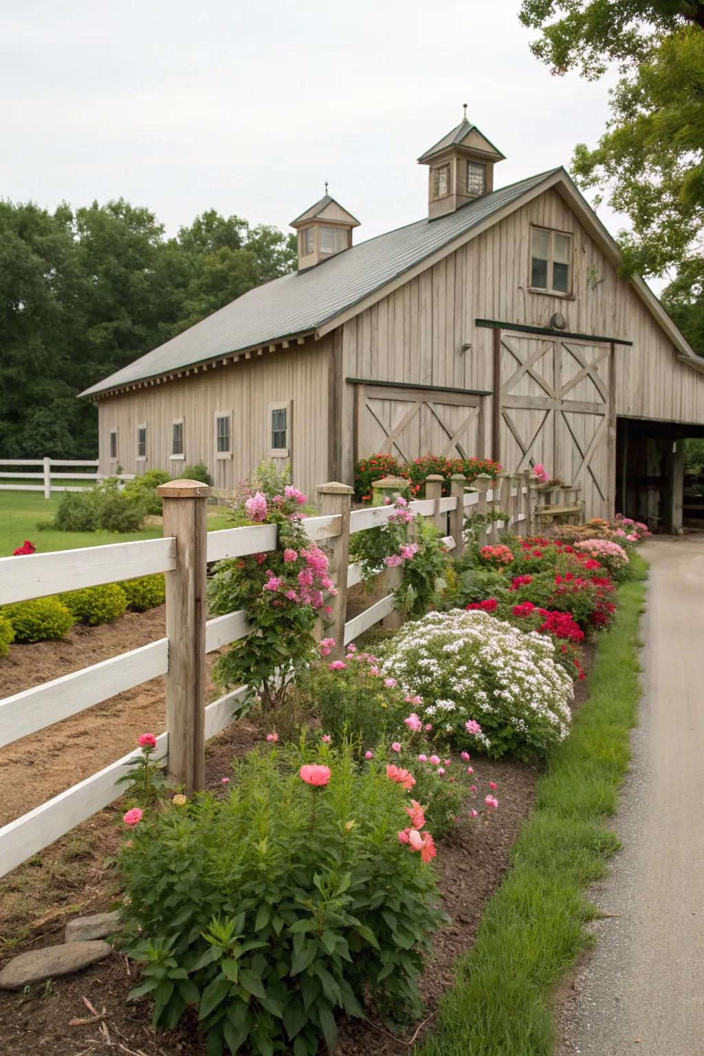 Decorative fencing adds privacy and frames the landscape beautifully.