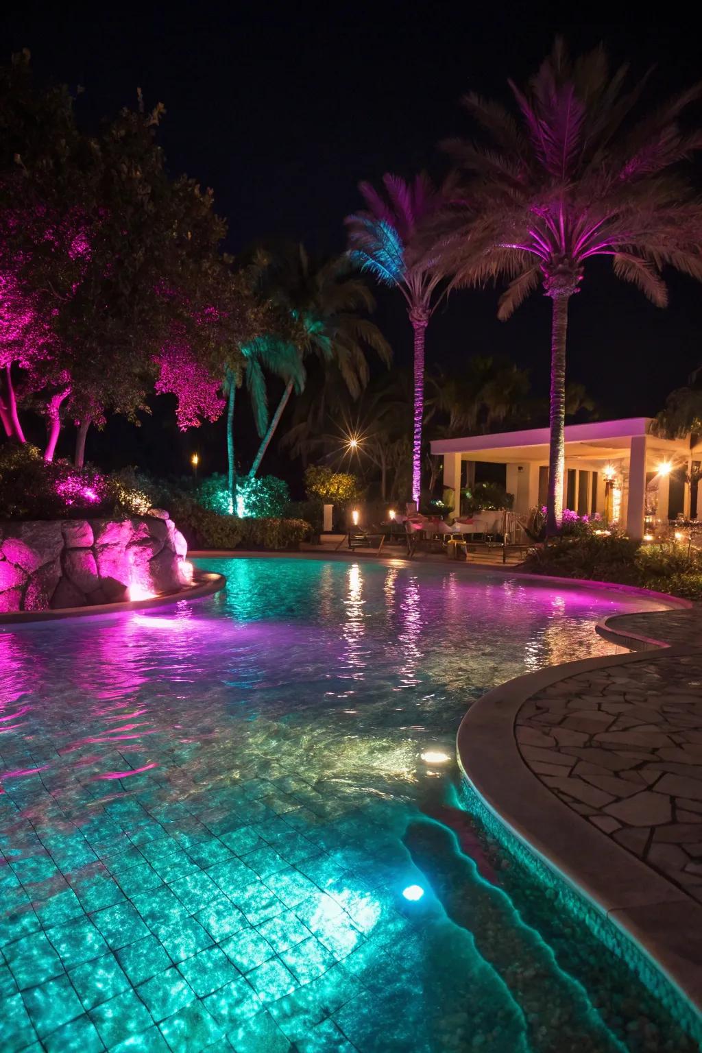 Create a stunning ambiance with underwater pool lights.