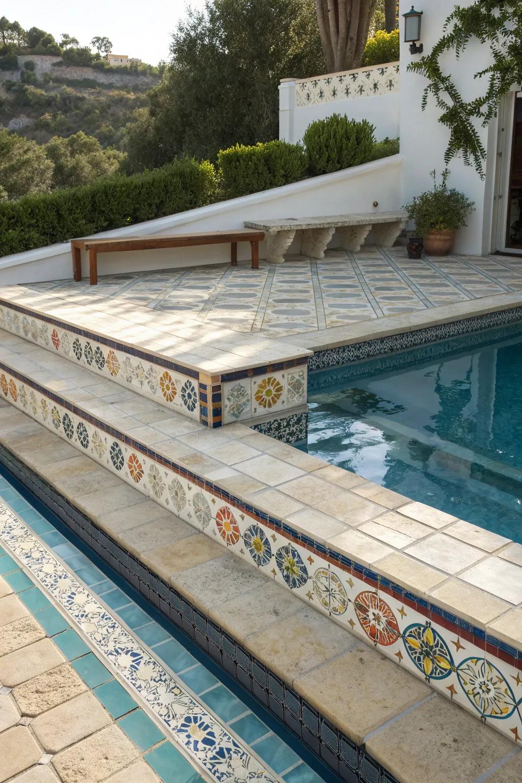Tile inlays combine functionality with aesthetic appeal.