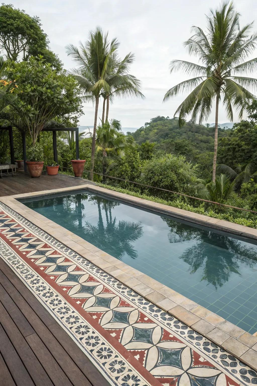 Patterned borders add elegance and definition to your pool deck.