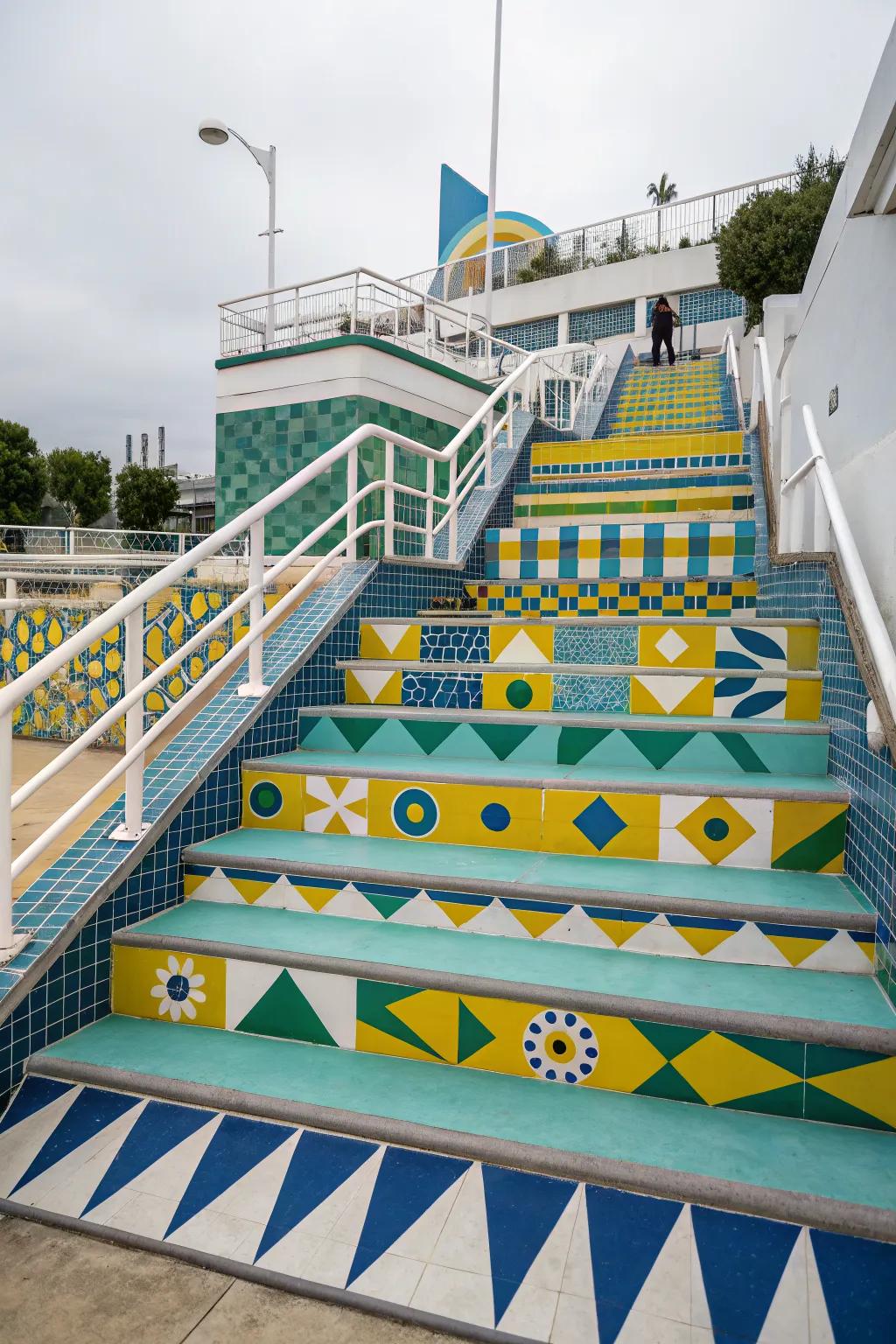 Geometric patterns add a bold, artistic flair.