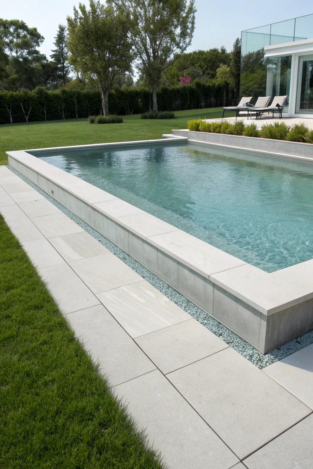 Glass fiber reinforced concrete for modern pool edges.