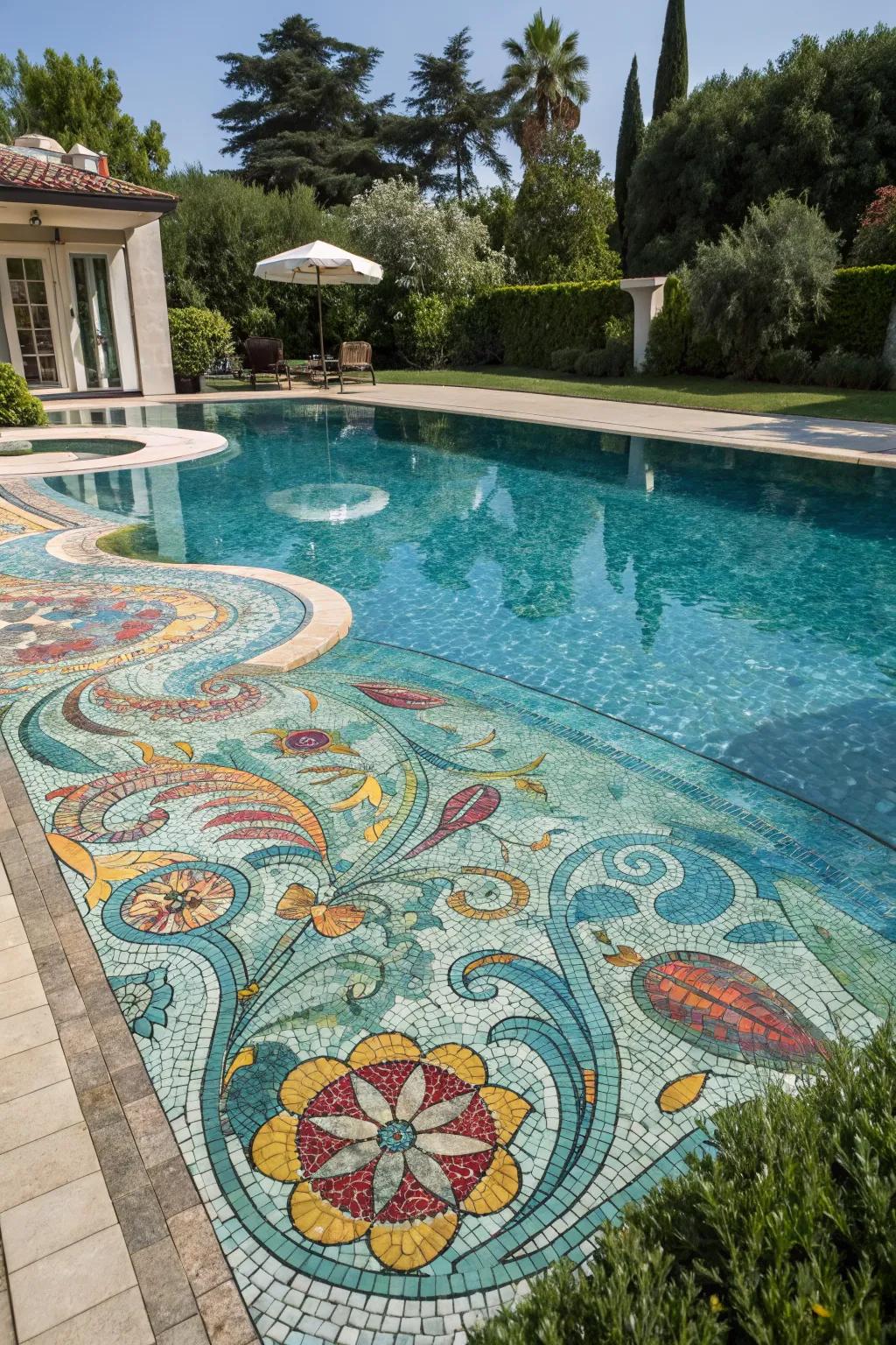 Unique underwater mosaics add character to your pool.