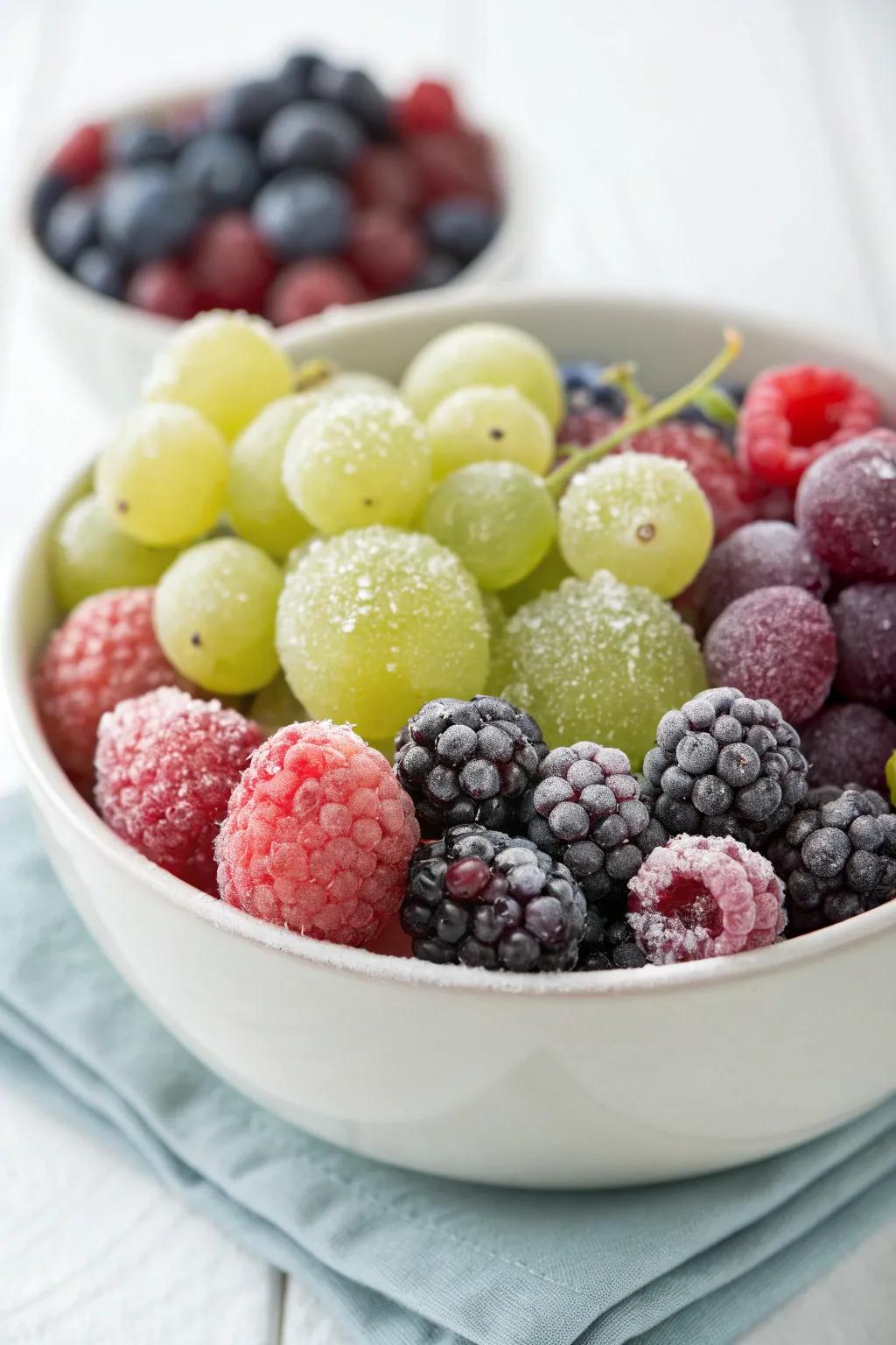Refreshing and simple frozen grapes and berries.