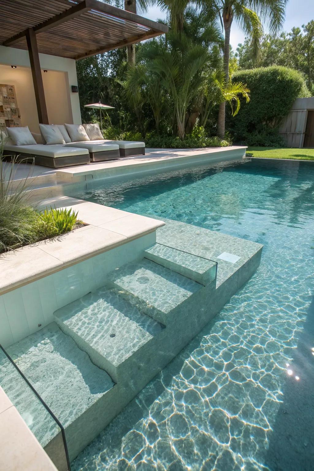 Relax and socialize with convenient underwater seating.