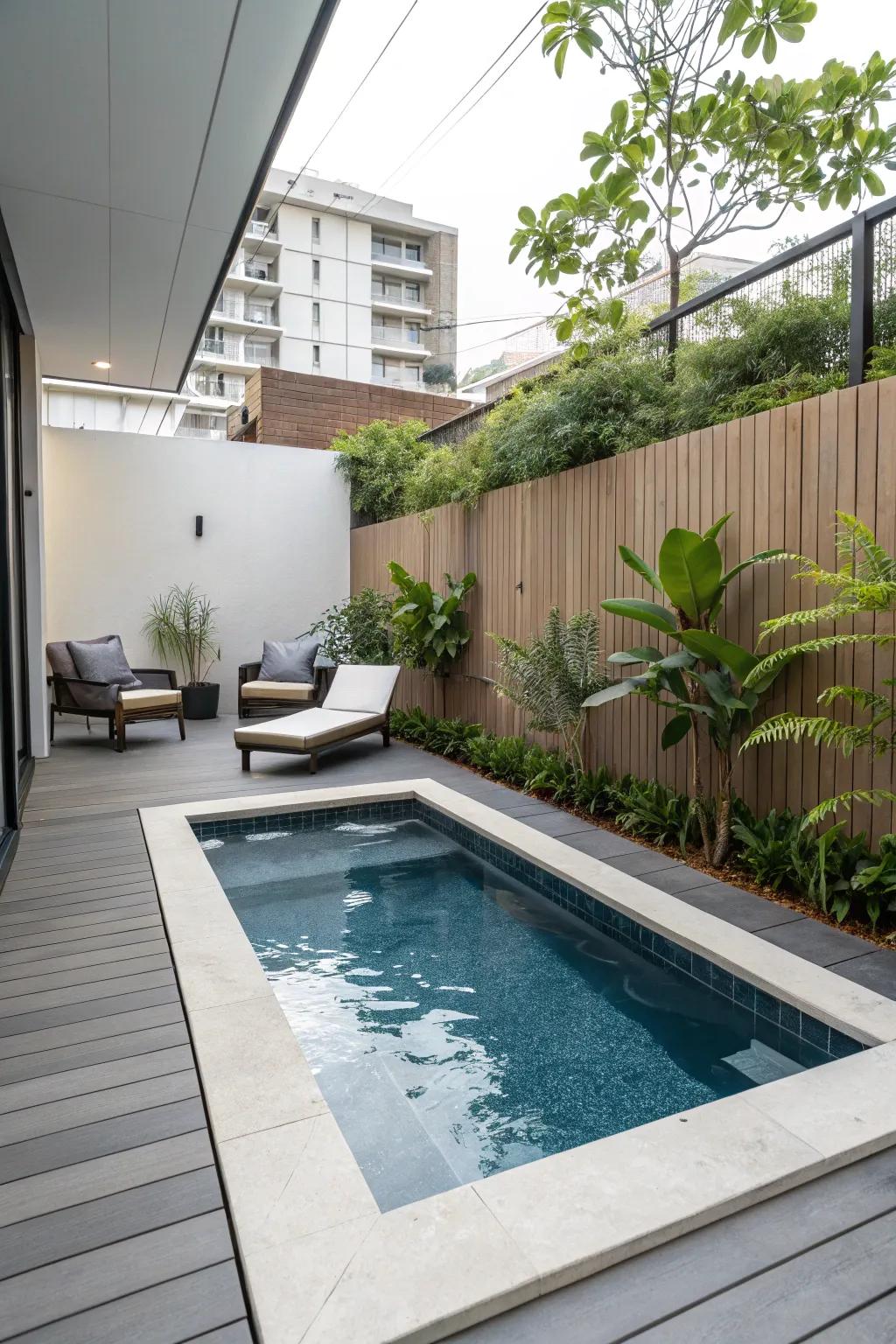 Cool off with a chic and compact plunge pool.