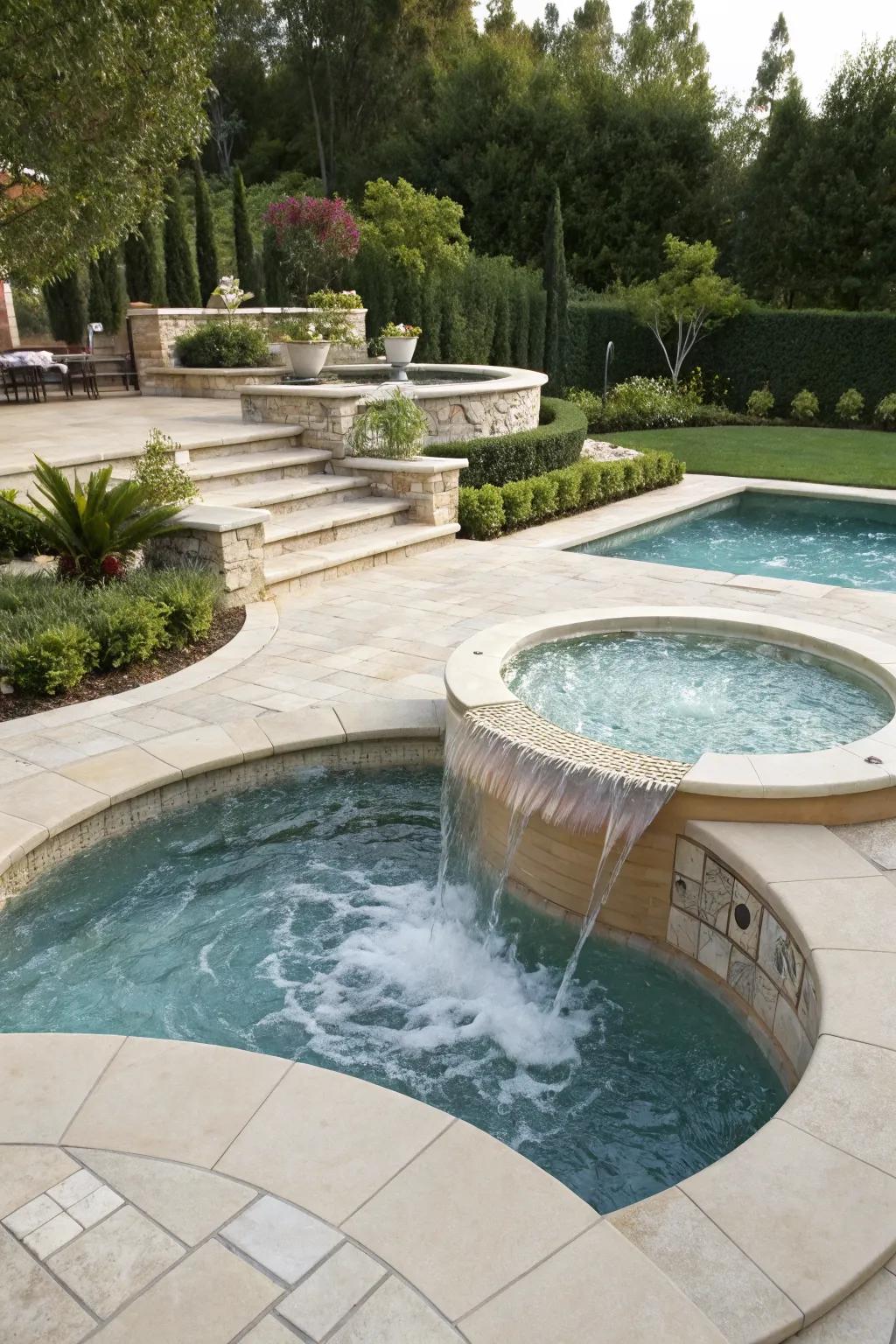 Spa spillways blend relaxation with luxury.