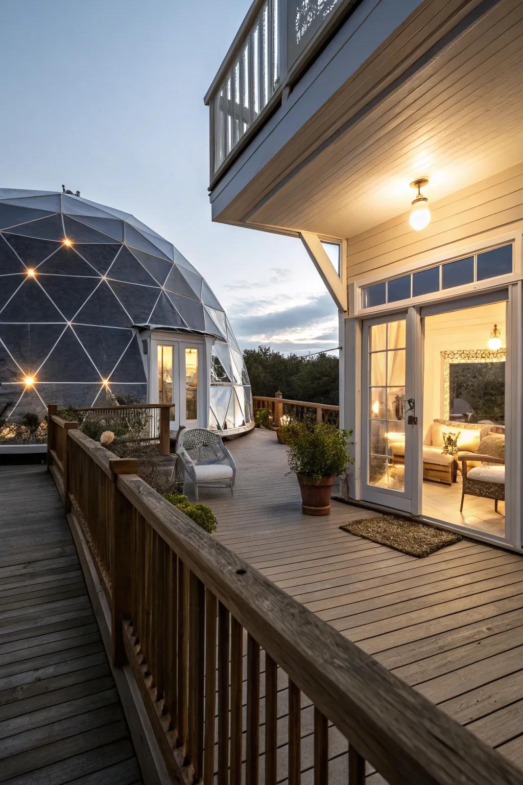A futuristic geodesic dome canopy that turns heads.