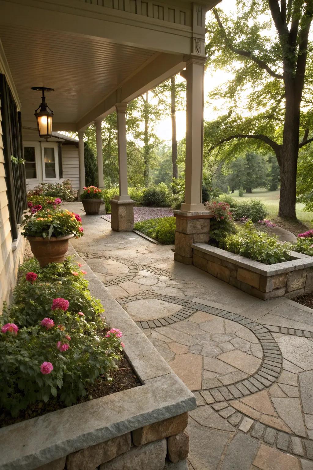 Enhance your porch with decorative stones.