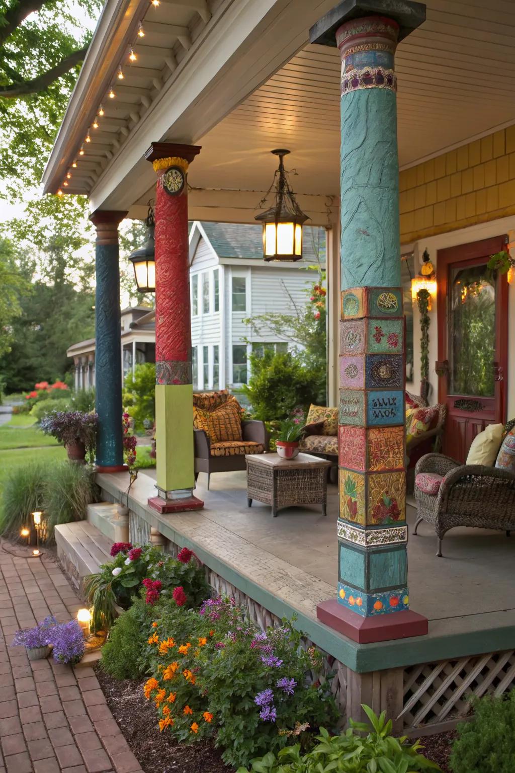 An eclectic mix of styles creates a unique and personalized porch.