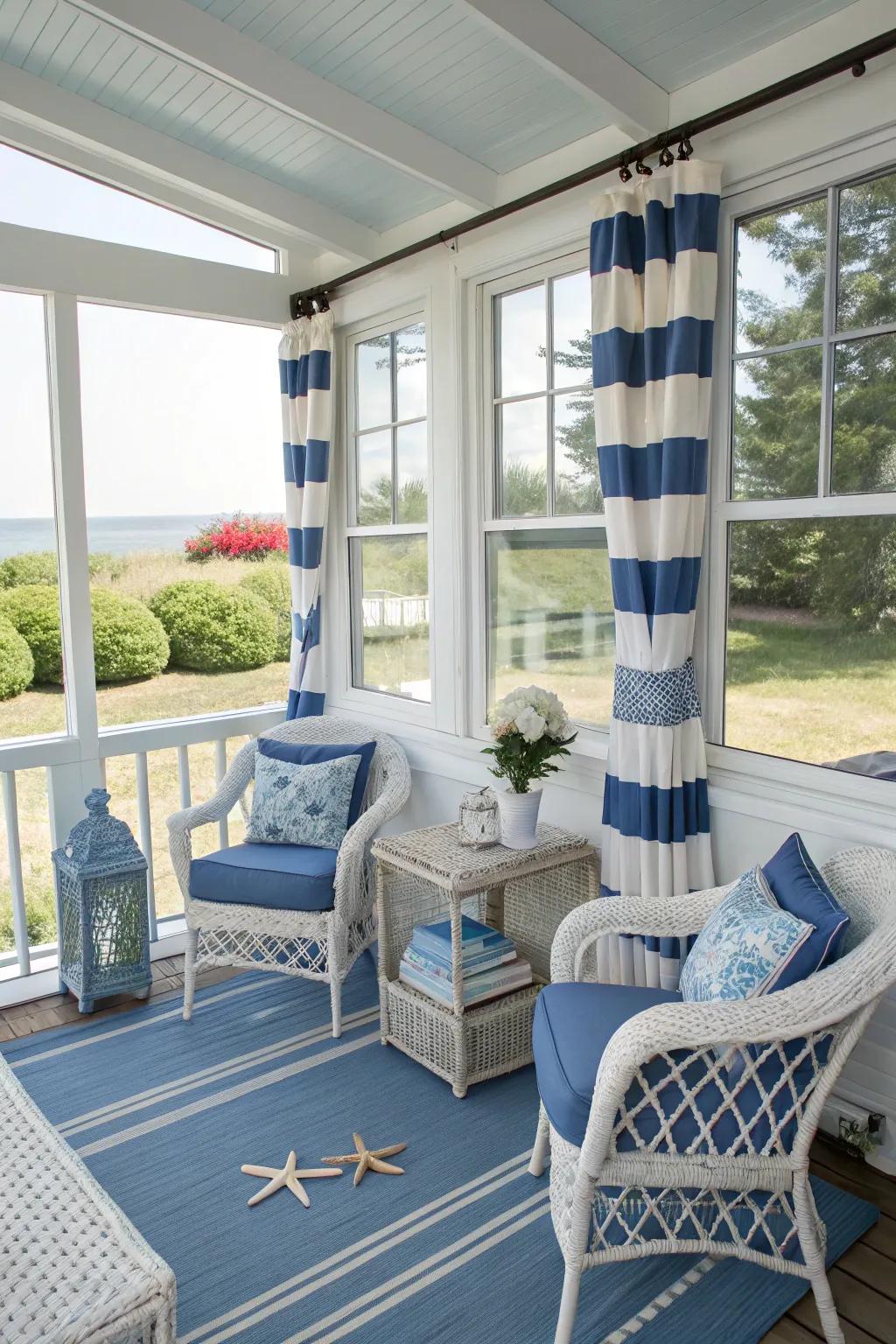 Bring the beach to your sunroom with a coastal theme.