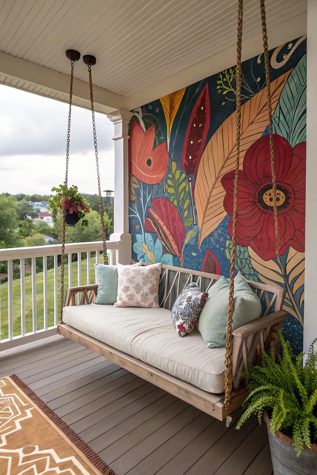 An artistic backdrop makes your swing area truly personal.
