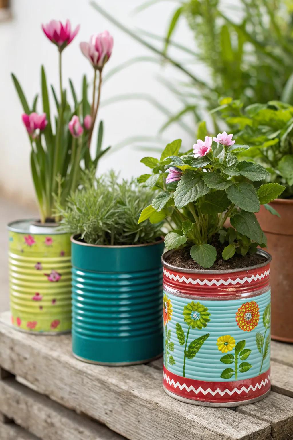 Eco-friendly planters reduce waste creatively.