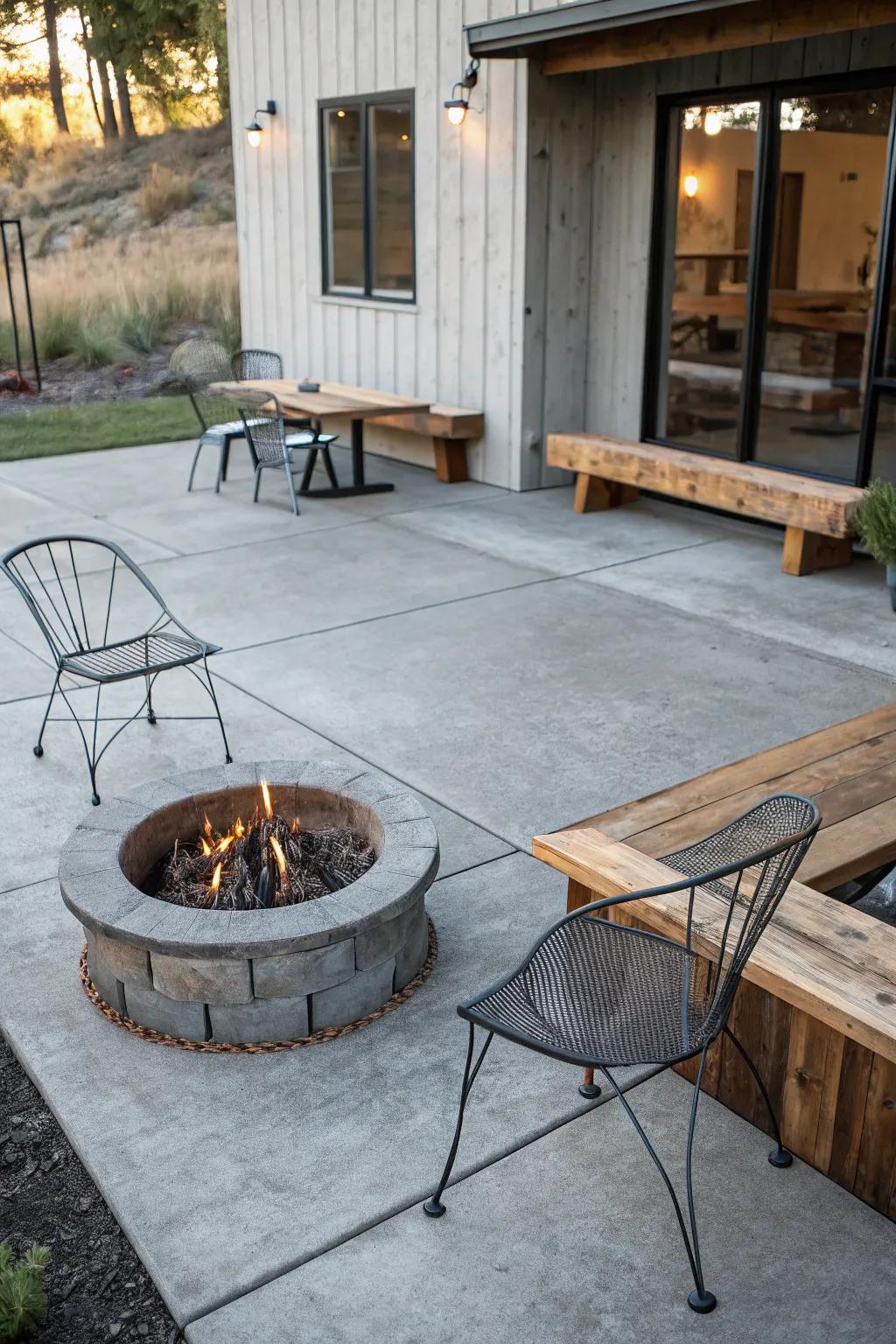 A mix of materials adds depth and style to the patio.