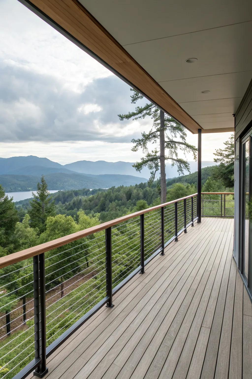 Achieve a modern look with floating railings.