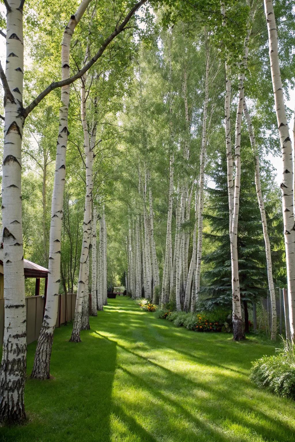 Tree canopies providing natural overhead privacy.