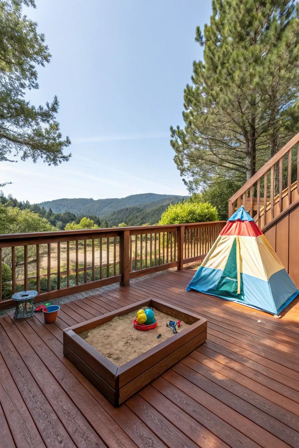 Create a fun play area for kids on your deck.