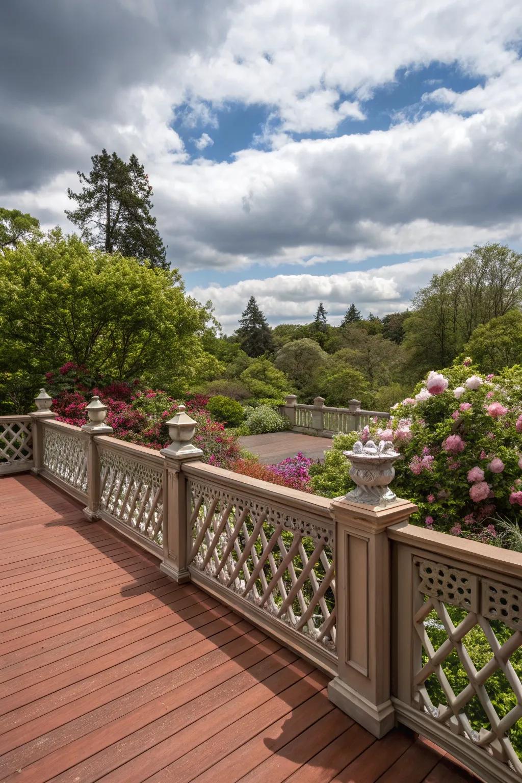 Sophisticated style with Chippendale pattern railings.