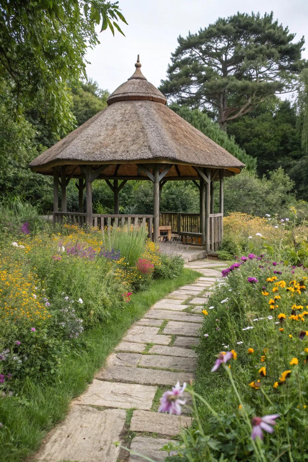 Reed mats bring a rustic, natural texture to your gazebo.