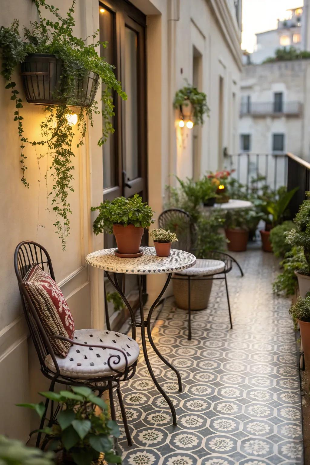 A small yet stunning terrace with a resin surface.
