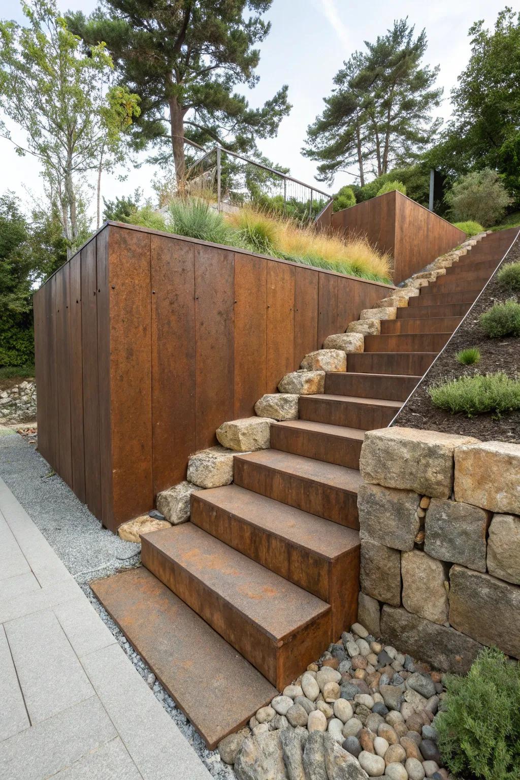 Corten steel for a bold, modern look.