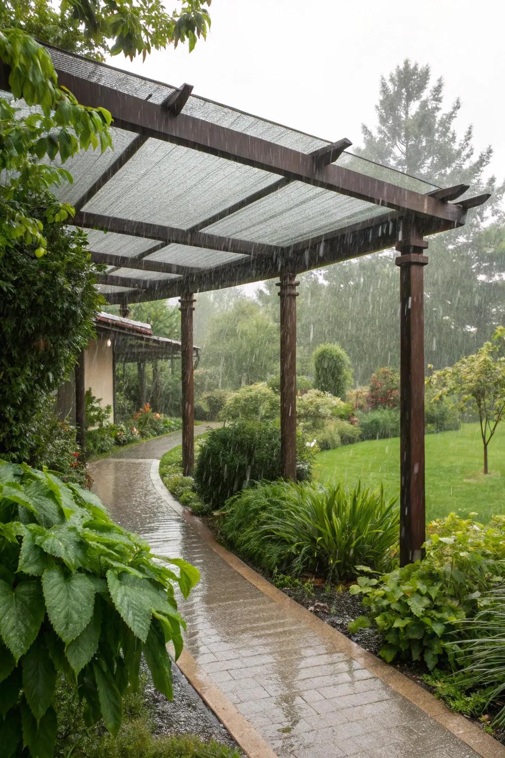 Stay dry with a waterproof pergola cover.