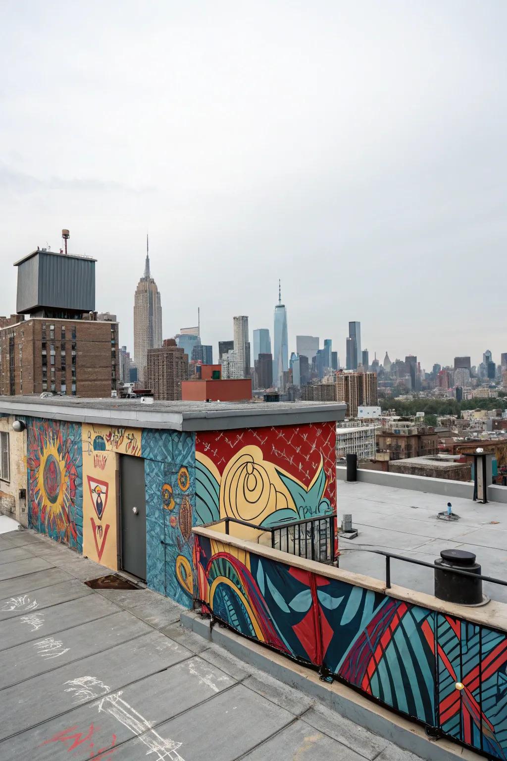 Artistic wall features add character and interest to your rooftop.