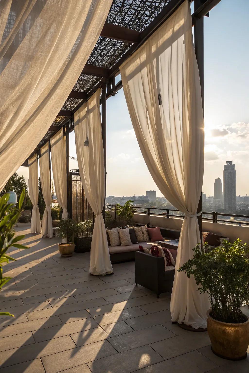 Create comfort and style with flowing curtains.